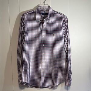 Polo by Ralph Lauren Red and Blue Checked Cotton Button-Down Shirt medium